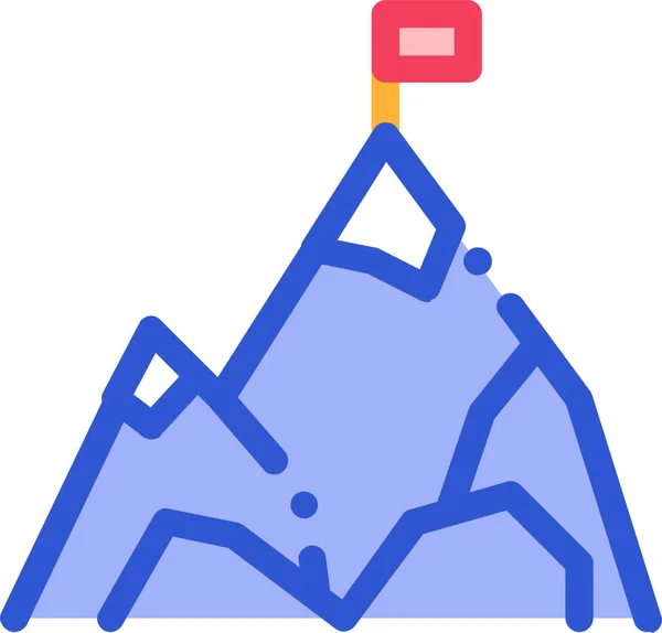 Alpinisme Vlag Berg Pictogram Filedoutline Stijl — Stockvector