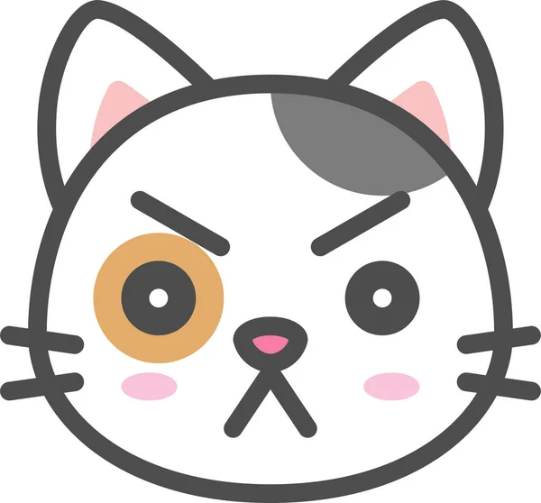 Avatar Calico Ikon Cat Dalam Gaya Filledoutline - Stok Vektor
