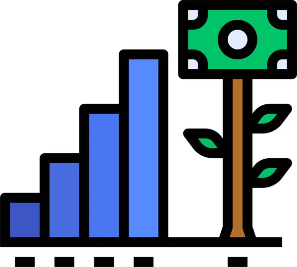 Icono Beneficio Inversión Creciente Estilo Contorno Completado — Vector de stock