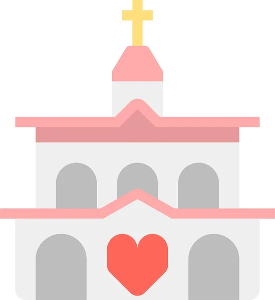 Church Wedding Flat Icon Flat Style — Stock Vector