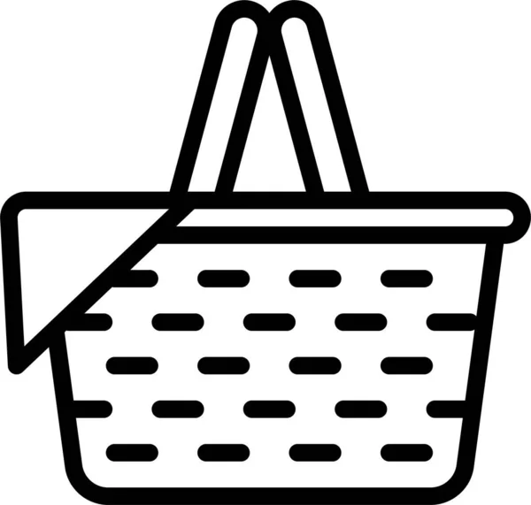 篮子集装箱野餐图标 轮廓风格 — 图库矢量图片