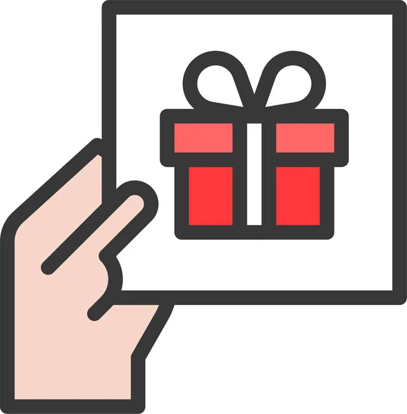 Boîte Carte Icône Noël Dans Style Filledoutline — Image vectorielle