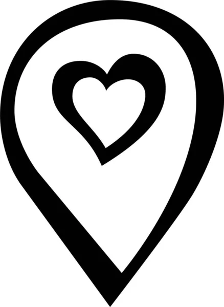 Corazón Ubicación Amor Icono Estilo Dibujado Mano — Archivo Imágenes Vectoriales