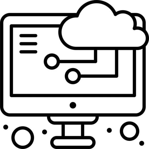 Icône Moniteur Cloud Computing — Image vectorielle