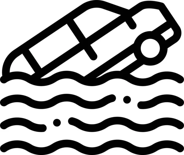 Car Evacuating Sinking Icon Outline Style — Wektor stockowy