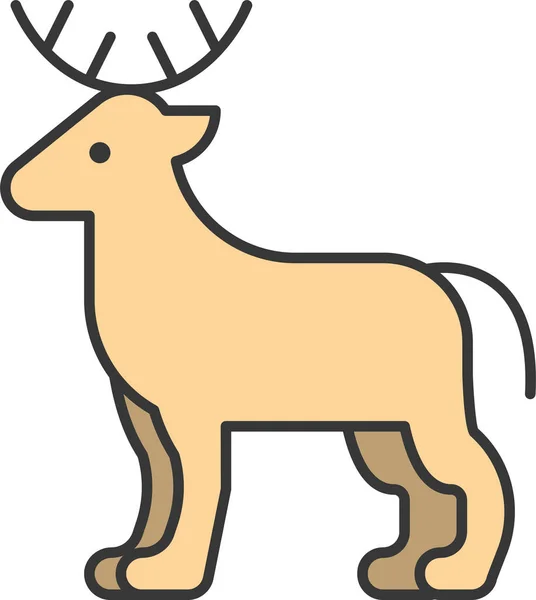 Animal Ciervo Mamífero Icono Estilo Filledoutline — Vector de stock