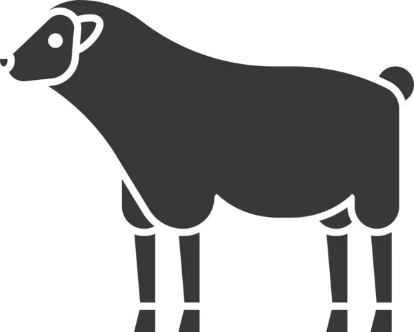 固体风格的动物哺乳动物绵羊图标 — 图库矢量图片