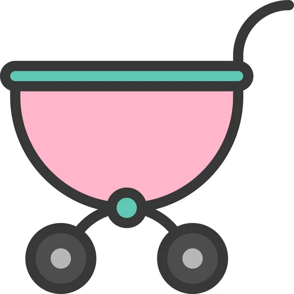 Babybaby Vagn Ikon Ifylld Skissera Stil — Stock vektor
