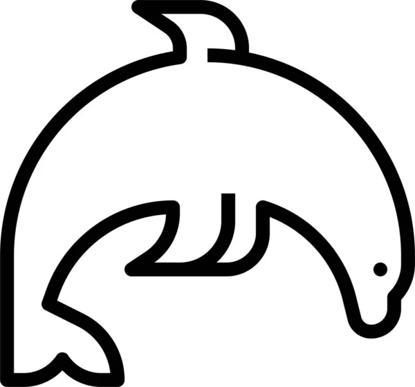 動物イルカ野生生物アイコンのアウトラインスタイル — ストックベクタ