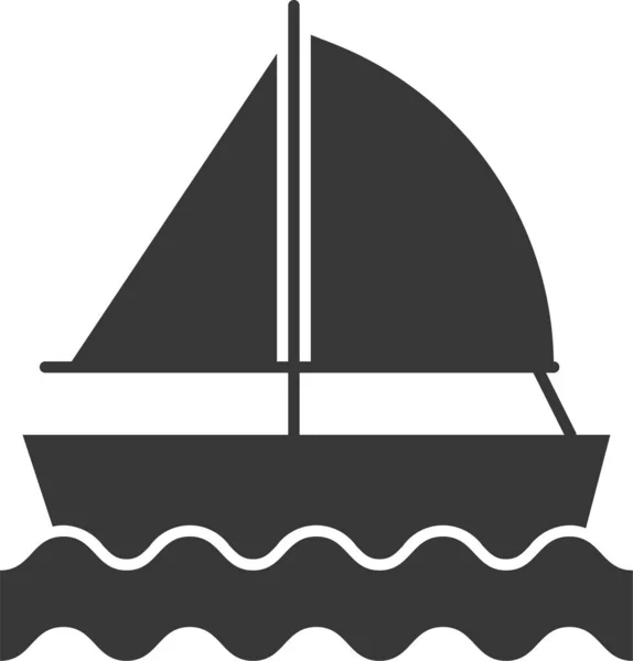 Пляжний Човен Вітрильник Значок Твердому Стилі — стоковий вектор