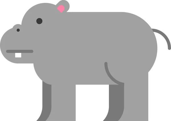 Animal Hippo Hippopotamus Icon Flat Style — Stock Vector