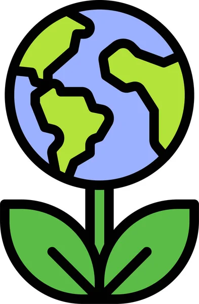 Ícone Verde Ecologia Terra Estilo Filledoutline — Vetor de Stock