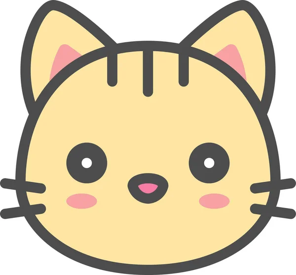 Gato Lindo Cara Icono Filledoutline Estilo — Vector de stock