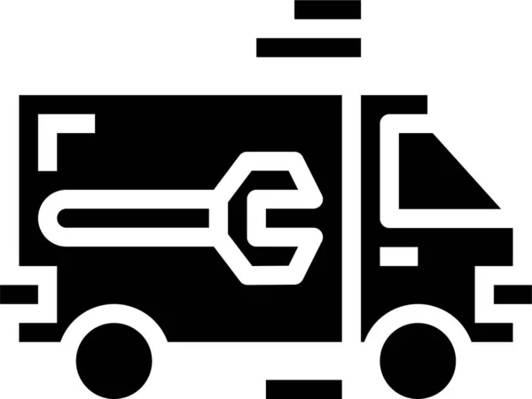 Ikon Transportasi Pengiriman Mobil Dalam Gaya Padat - Stok Vektor