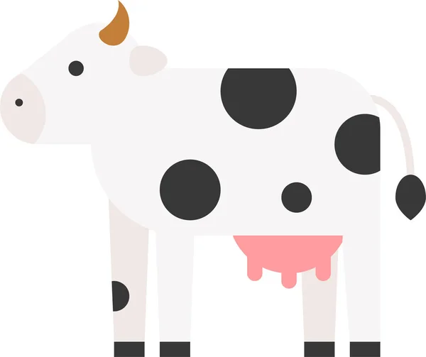 Ζωική Αγελάδα Θηλαστικό Εικονίδιο Επίπεδη Στυλ — Διανυσματικό Αρχείο
