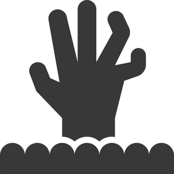 Halloween Hand Horror Icon Solid Style — Stock Vector