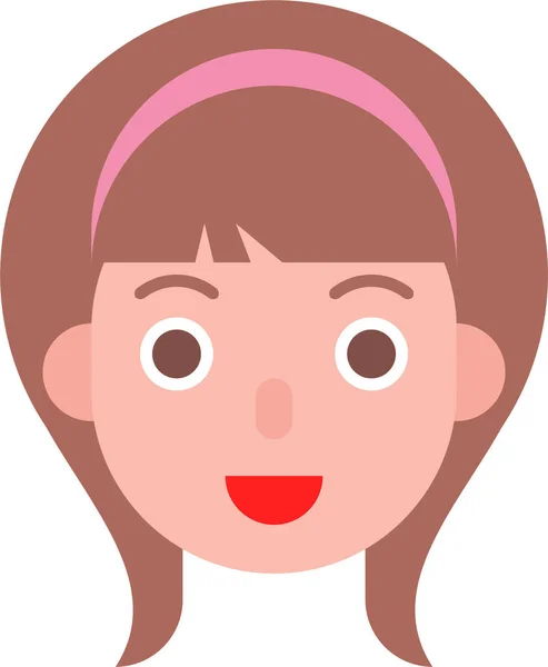 Avatar Lindo Icono Femenino Estilo Plano — Vector de stock