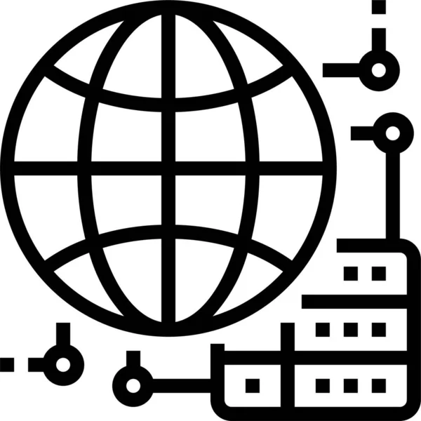 Base Conectar Icono Datos Estilo Esquema — Archivo Imágenes Vectoriales