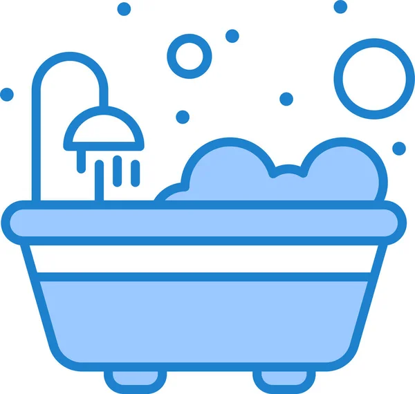 Bathroom Bathtub Shower Icon Filledoutline Style — Stock Vector