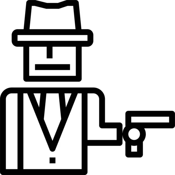 Criminal Gun Mafia Icon Outline Style — 스톡 벡터