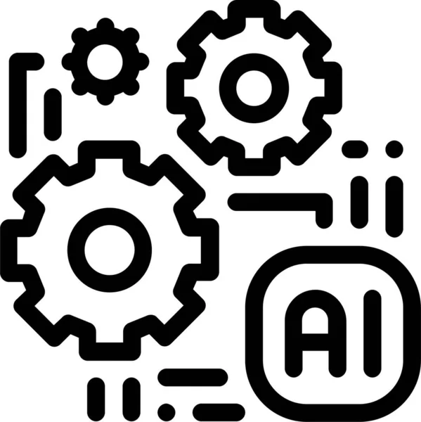 Ikona Sztucznej Inteligencji Chip Zarysie Stylu — Wektor stockowy