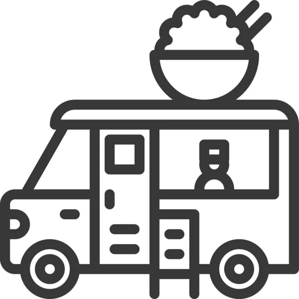 Comida Asiática Restaurante Icono Estilo Esquema — Vector de stock