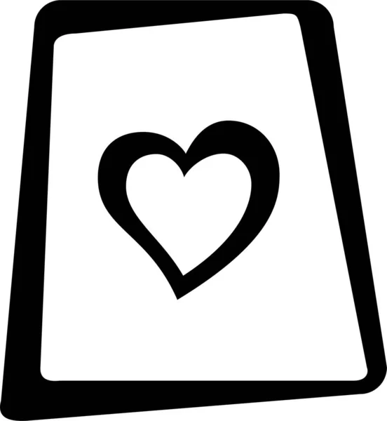 Coeur Lettre Icône Amour Dans Style Dessiné Main — Image vectorielle