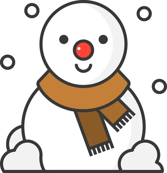 Icône Bonhomme Neige Neige Noël Dans Style Filledoutline — Image vectorielle