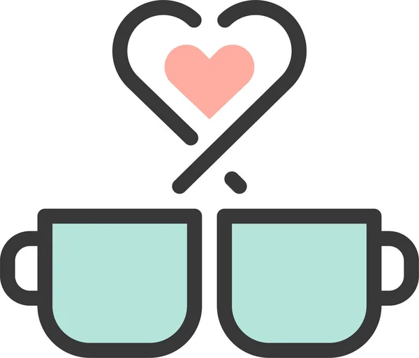 Coffee Love Love Coffee Icon Filledoutline Style — Stock Vector