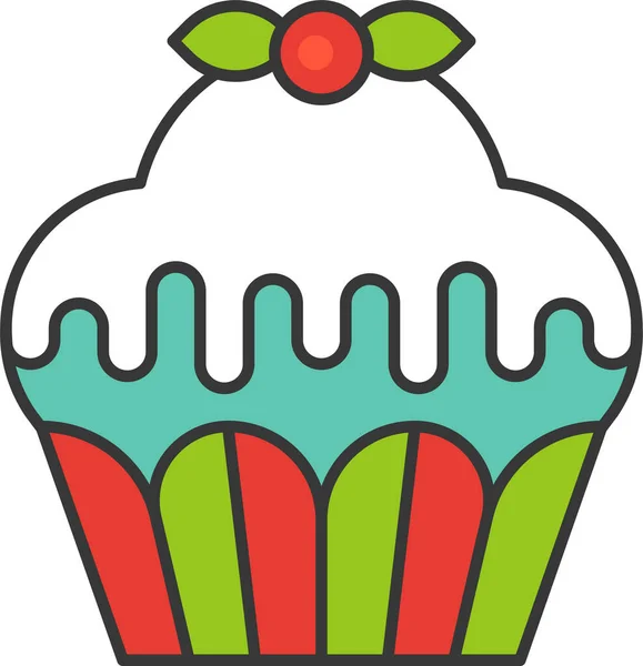 Panificação Bolo Cupcake Ícone Estilo Filledoutline — Vetor de Stock