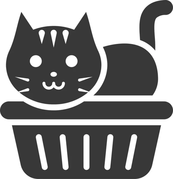 Cat Litter Box Box Box Icon Solid Style — 스톡 벡터