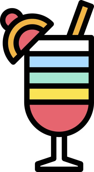 Alcohol Beverage Cocktail Icon Summer Category — 图库矢量图片