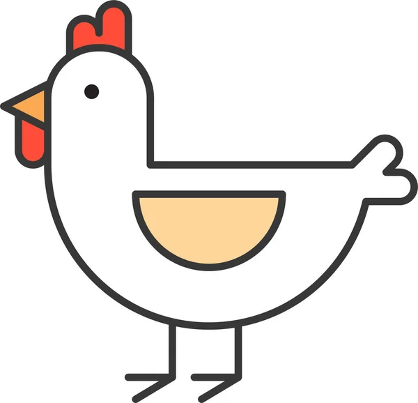 Ζωικό Κοτόπουλο Κόκορα Εικονίδιο Filledskip Στυλ — Διανυσματικό Αρχείο