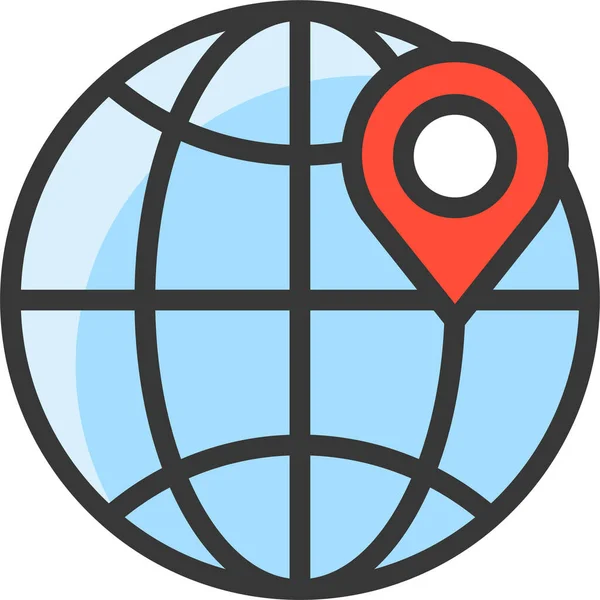 Icône Localisation Globe Direction Dans Style Filledoutline — Image vectorielle