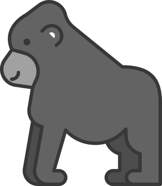 Dier Gorilla Zoogdier Pictogram Filedoutline Stijl — Stockvector