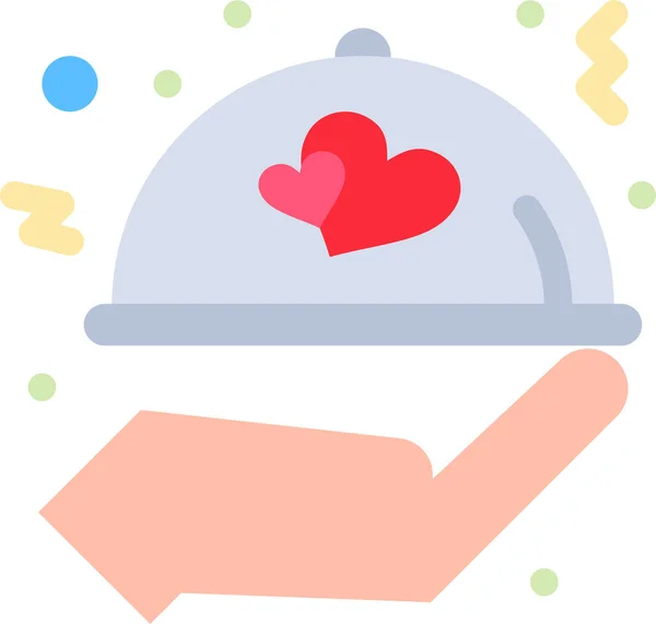 Food Love Valentine Icon Flat Style — Vetor de Stock