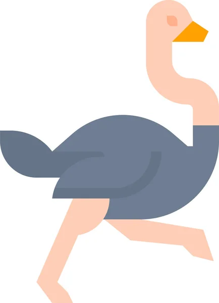 Dier Struisvogel Wild Pictogram Platte Stijl — Stockvector
