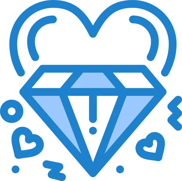Διαμάντι Καρδιά Αγάπη Εικονίδιο Στην Κατηγορία Loveromance — Διανυσματικό Αρχείο