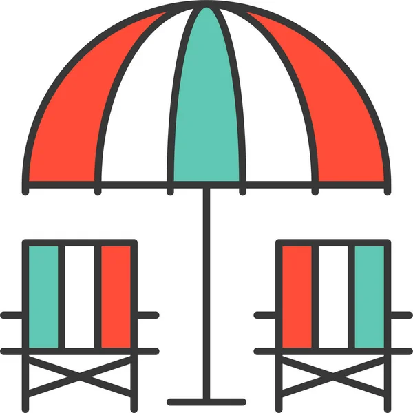 Beach Beach Chair Beach Scene Icon Filledoutline Style — Διανυσματικό Αρχείο