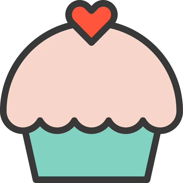 Cake Love Sweet Icon Filledoutline Style — Stock Vector