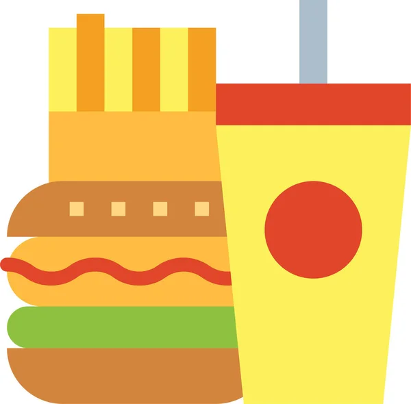 Hambúrguer Cola Ícone Fast Food Estilo Plano — Vetor de Stock