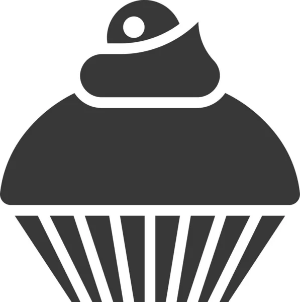 Cupcake Desser Food Icon Solid Style — Διανυσματικό Αρχείο
