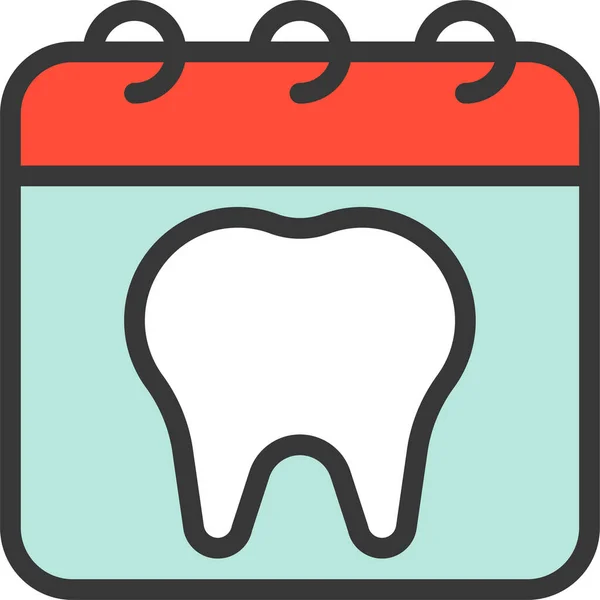 Calendario Degli Appuntamenti Icona Dentale Stile Contorno Riempito — Vettoriale Stock