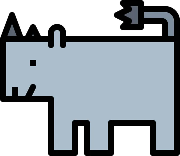 Ikona Volně Žijících Živočichů Nosorožců Savců Vyplněném Stylu — Stockový vektor