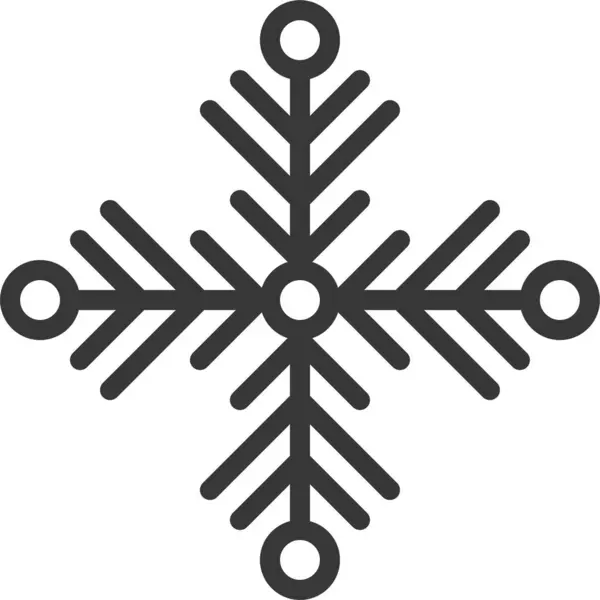 Weihnachten Schneeflocke Verschneite Ikone Umriss Stil — Stockvektor