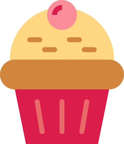 Panificação Bolo Cupcake Ícone Estilo Plano — Vetor de Stock