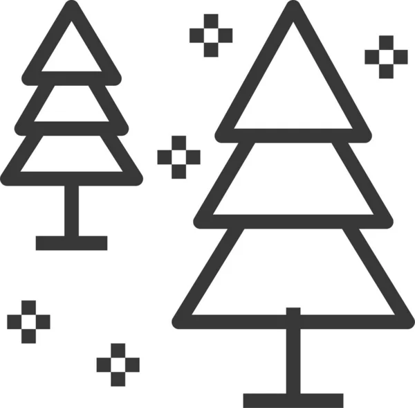 Pine Season Snow Icon Outline Style — Stock Vector