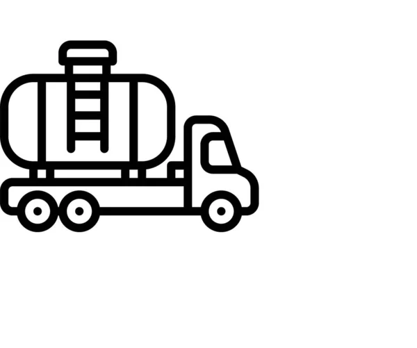 Transportvoertuig Watervrachtwagen Pictogram Omtrek Stijl — Stockvector