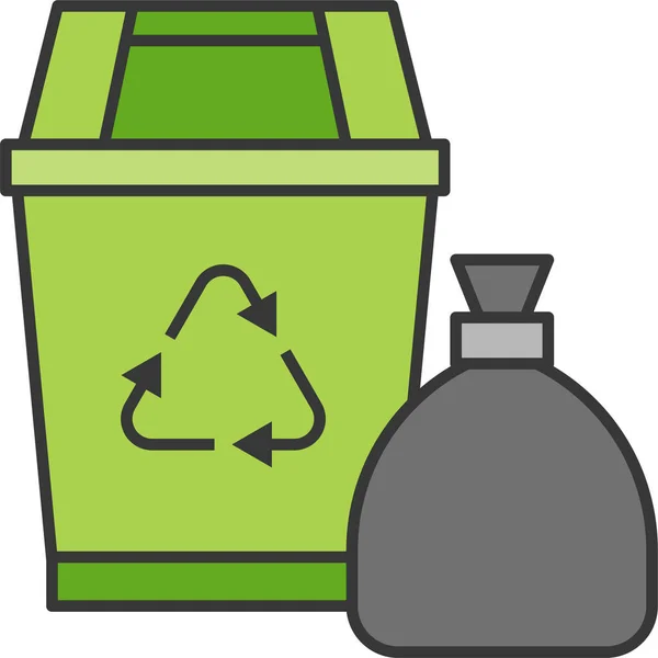 Bin Clean Cleaning Icon Filledoutline Style — Wektor stockowy