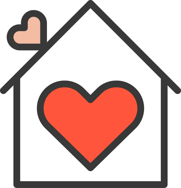 Love Wedding House Icon Filledoutline Style — стоковый вектор